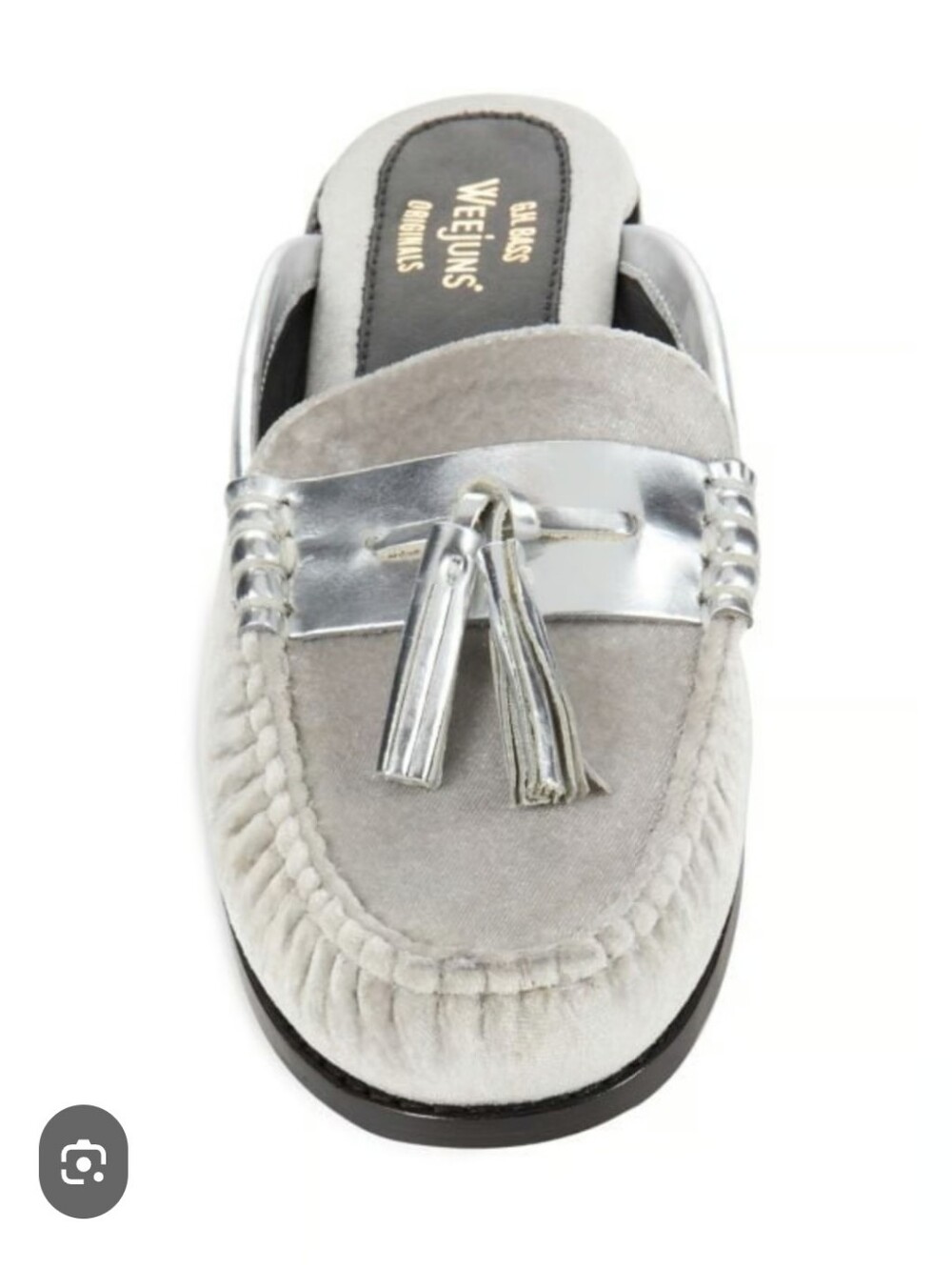 Weejuns GH BASS Womens Gray Willow Velvet Mules Shoes Slip On Size 8 Tasseled